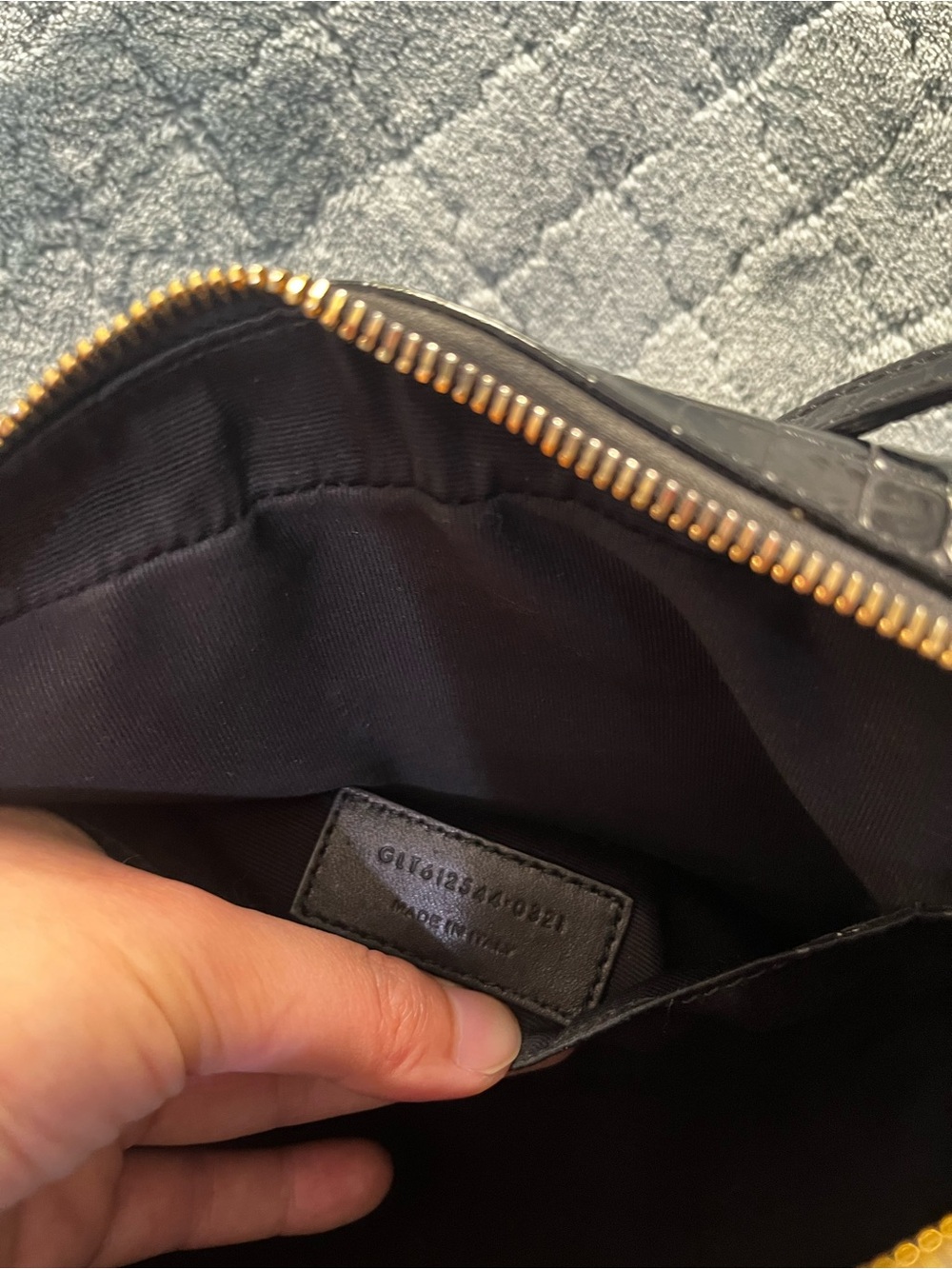 Saint Laurent Black Croc-Embossed Leather Camera Bag with Gold YSL Hardware - Picture 8 of 9